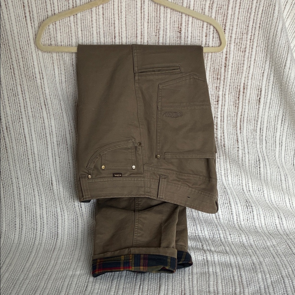 Kuhl Hot Rydr Flannel-lined Pants in Olive. Men's 32x32.